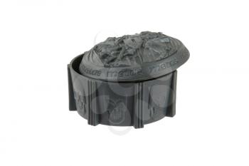 Plastic box with skulls on it, isolated