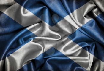 Satin flag, three dimensional render, flag of Scotland