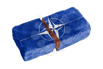 Rough broken brick, isolated on white background, NATO