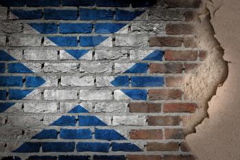 Dark brick wall texture with plaster - flag painted on wall - Scotland