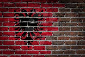 Dark brick wall texture - flag painted on wall - Albania