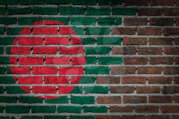 Dark brick wall texture - flag painted on wall - Bangladesh