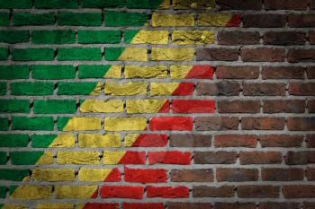 Dark brick wall texture - flag painted on wall - Congo