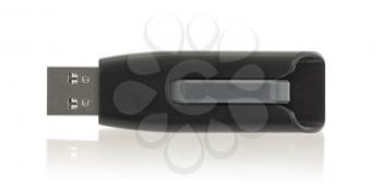 Black USB memory stick isolated on white background
