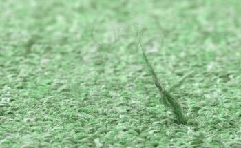 Broken fiber in carpet texture close-up, green furry carpet texture background