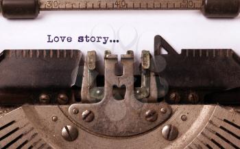 Vintage typewriter close-up - Love story, concept of love