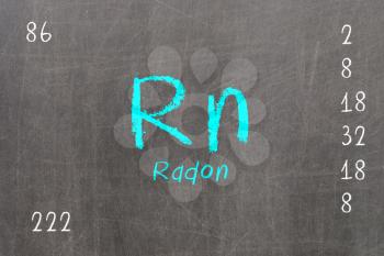 Isolated blackboard with periodic table, Radon, chemistry