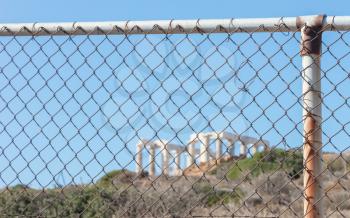 Protection the Greek heritage - Temple of Poseidon in cape Sounion - Southern Greece