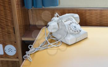 Retro telephone in a train in the Netherlands