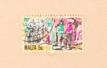 MALTA - CIRCA 1980: A stamp printed in Malta shows a historical scene, circa 1980