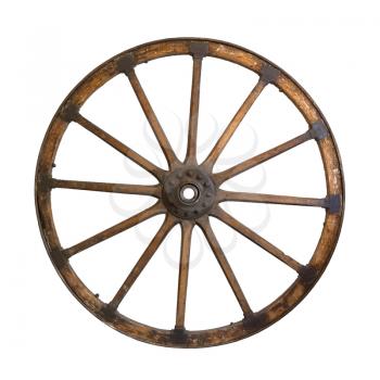 Old wood wheel isolated on a white background