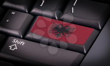 Flag on button keyboard, flag of Albania