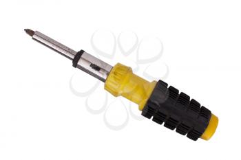 Screwdriver isolated on a white background, yellow