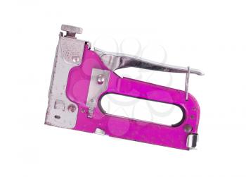 Construction hand-held stapler, isolated on white background, pink