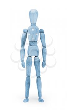 Wood figure mannequin with flag bodypaint on white background - Micronesia