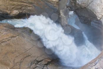 Trummelbach falls (Trummelbachfalle), waterfall in the mountain, Switzerland