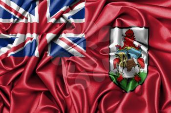 Large satin flag waving - flag of Bermuda