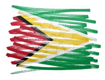 Flag illustration made with pen - Guyana