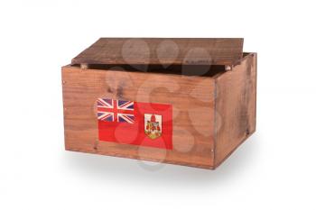 Wooden crate isolated on a white background, product of Bermuda