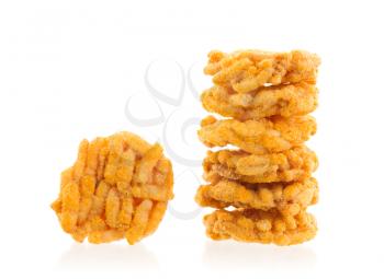 Spiced rice crispy isolated on white background