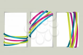 Royalty Free Clipart Image of a Set of Banners With Ribbons