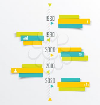 Time Line design template with paper tags. Idea to Display information, Steps for industrial factory, Ranking and statistics. 