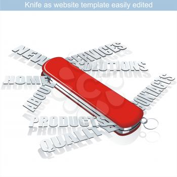 Vector web site design template . Knife as webpage.
