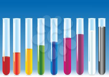 vector test tubes with different colors liquid.