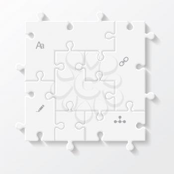 Set of puzzle pieces jigsaw business infographics concept, vector illustration.