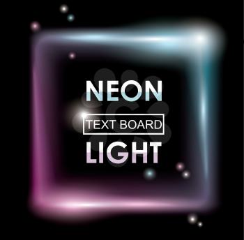 Neon sign, light frame on dark background, vector.
