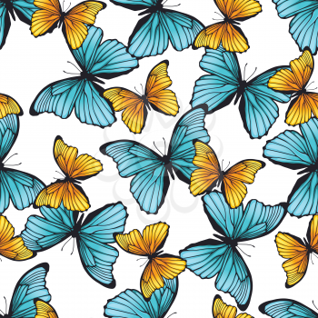 Seamless pattern with colorful butterflies