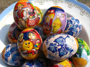 Easter eggs with Jesus Christ's image and Divine mother