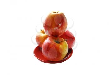 nice apples on the plate isolated on the white background