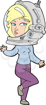 Royalty Free Clipart Image of a Woman in a Space Suit