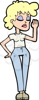 Royalty Free Clipart Image of a Woman with Hand Up