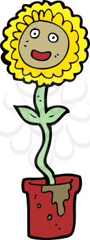 Royalty Free Clipart Image of a Flower with a Face