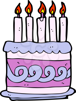 Royalty Free Clipart Image of a Cake with Candles