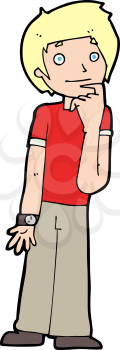Royalty Free Clipart Image of a Pondering Boy