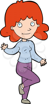 Royalty Free Clipart Image of a Red-Haired Woman Waving