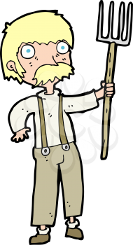 Royalty Free Clipart Image of a Farmer with a Pitchfork