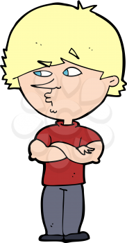Royalty Free Clipart Image of a Boy with Arms Crossed