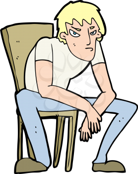Royalty Free Clipart Image of a Sulking Man