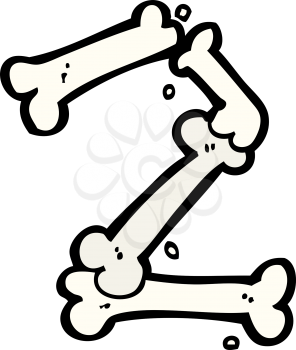 Royalty Free Clipart Image of a Number Two Made of Bones