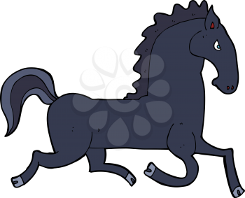 Royalty Free Clipart Image of a Running Black Stallion