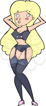 Royalty Free Clipart Image of a Woman in Lingerie