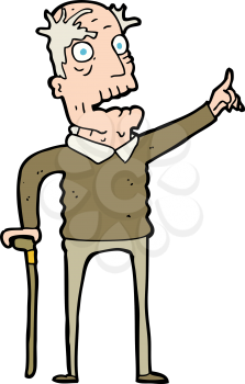 Royalty Free Clipart Image of an Old Man with a Cane