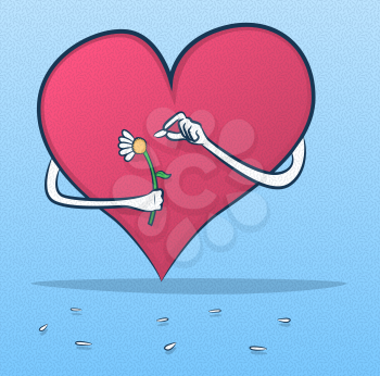 Cartoon Heart Plucking Daisy Petals