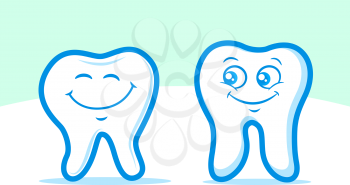 Cartoon teeth set with faces