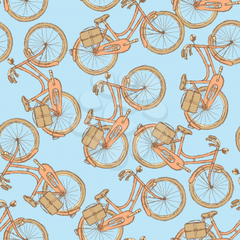 Sketch bicycle, vector vintage seamless pattern eps 10

