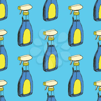 Sketch janitorial in vintage style, vector seamless pattern